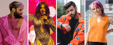 Conchita Wuest, Dana Internacional, Agoney y Alba Recge Conchita Wuest, Dana Internacional, Agoney y Alba Recge