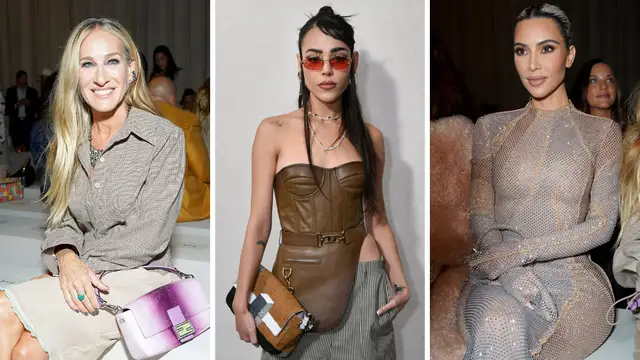Danna Paola posa junto a Kim Kardashian y Sarah Jessica parker en el desfile de Fendi 2022