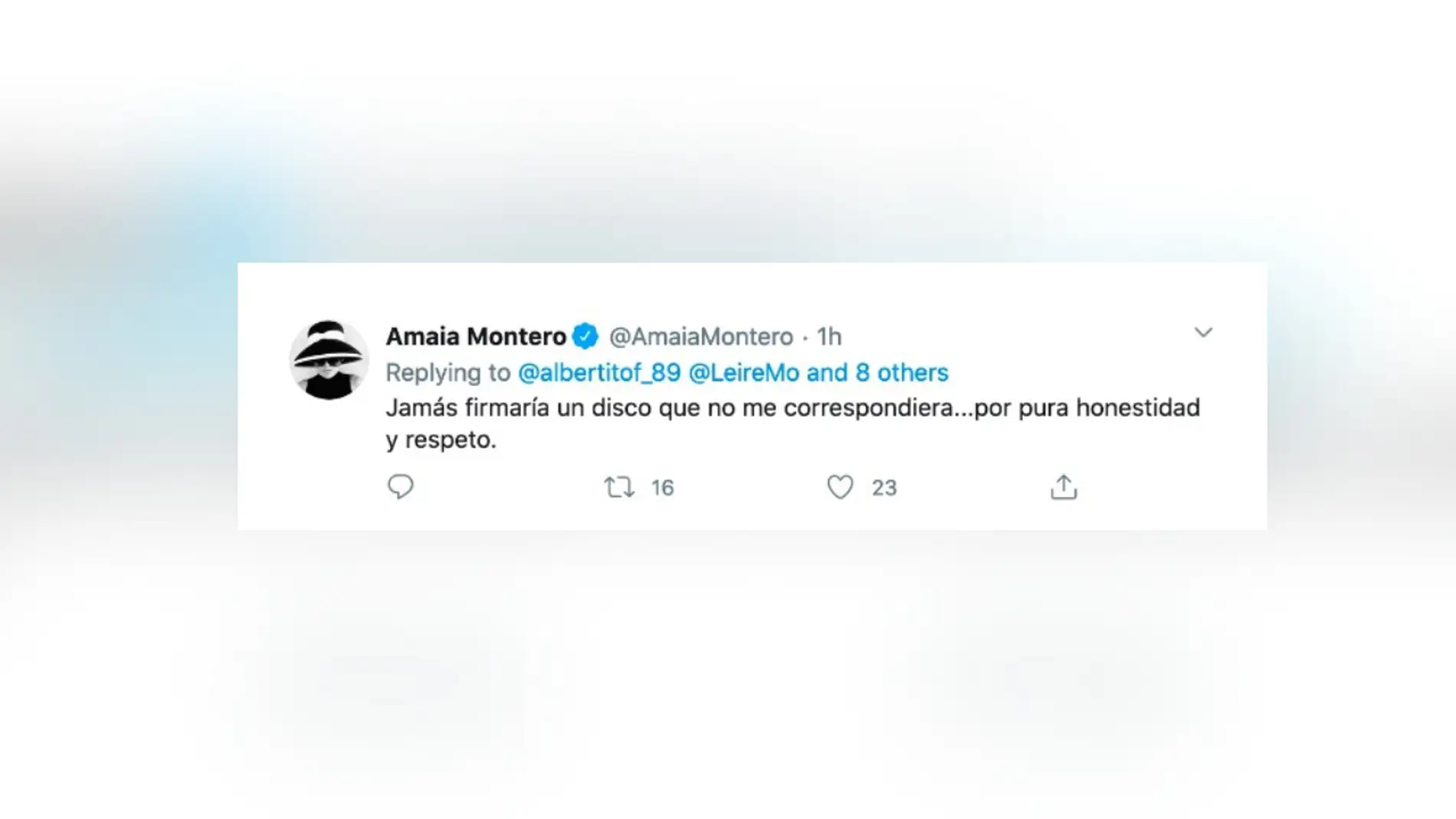 Amaia Montero en Twitter en 2020