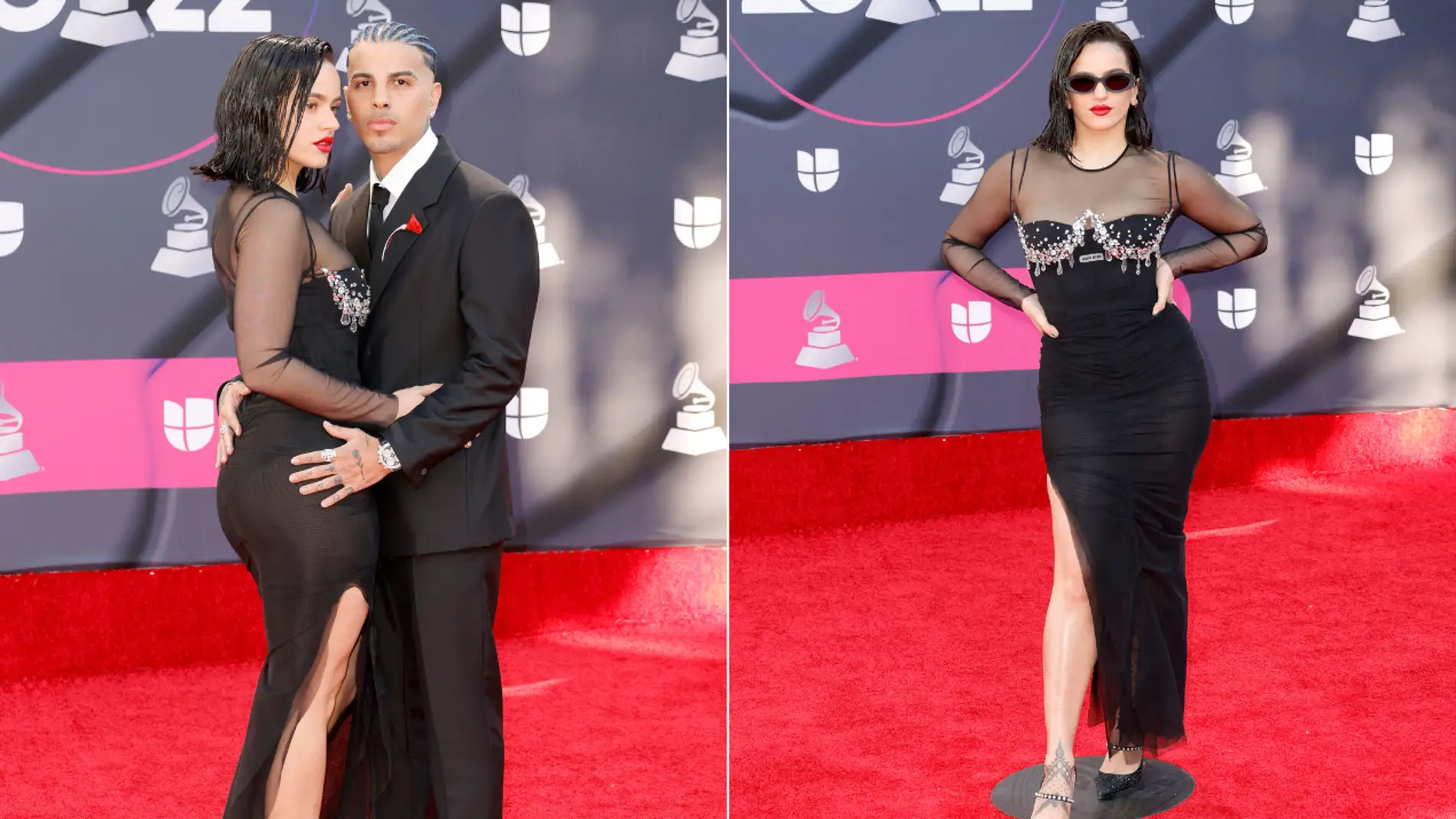 Rosalía y Rauw Alejandro en la alfombra roja de los Latin Grammy 2022