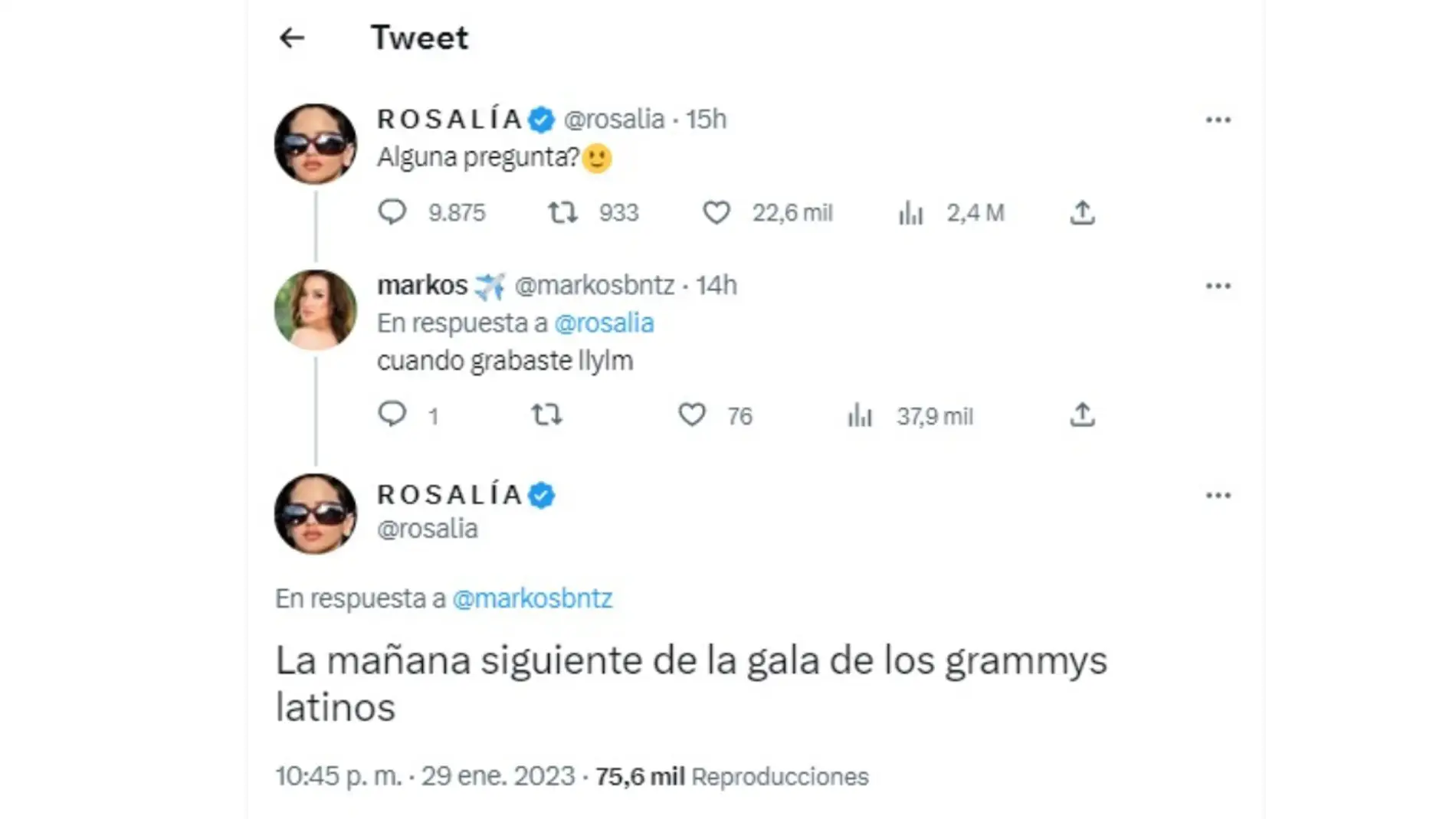 Rosalía en Twitter