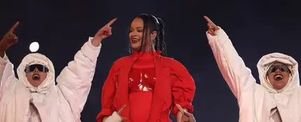 Rihanna, durante su show en la Super Bowl 2023. Rihanna, durante su show en la Super Bowl 2023.