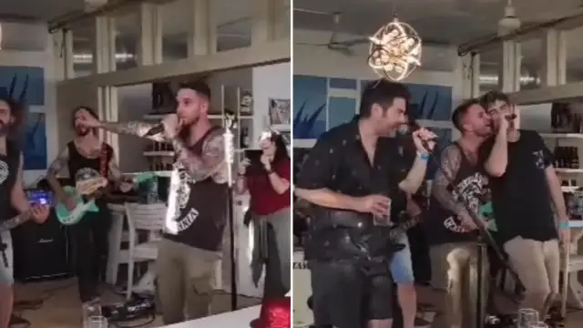 Estopa sorprende a una banda que les versionaba en un chiringuito y se unen para cantar 'Pastillas de Freno'