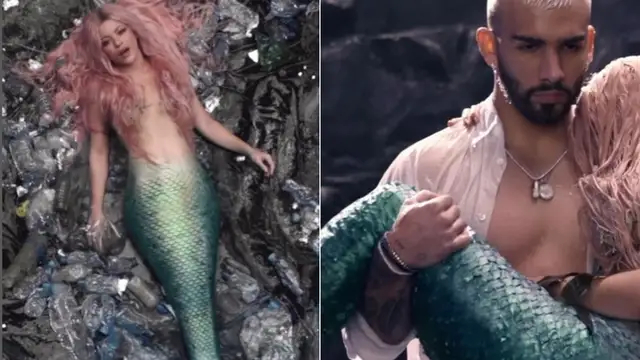 Shakira y Manuel Turizo en el videoclip de 'Copa vacía'.