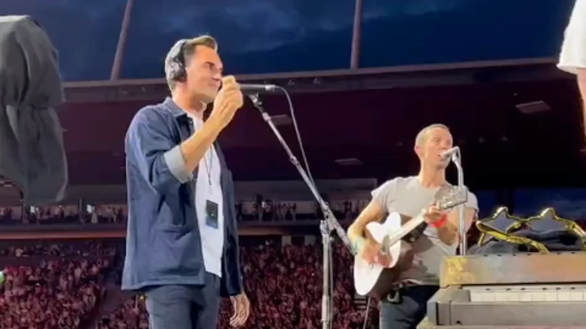 Roger Federer en el concierto de Coldplay