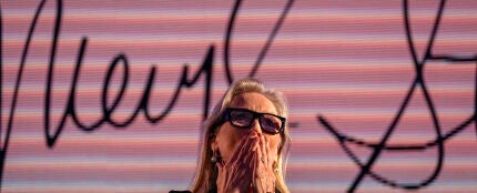 Meryl Streep, durante el encuentro con p&uacute;blico el mi&eacute;rcoles 18 de octubre de 2023 en Oviedo.