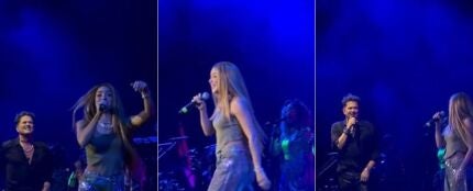 Shakira y Carlos Vives, en el concierto del colombiano en Miami.