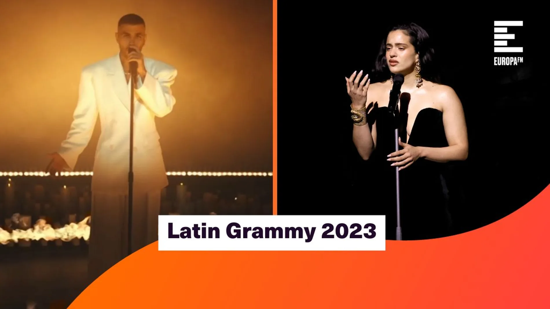 Rosalía y Rauw Alejandro en los grammy 2023