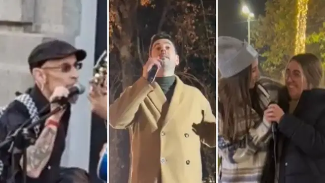 Fito, Melendi e India Martínez, durante sus conciertos improvisados.