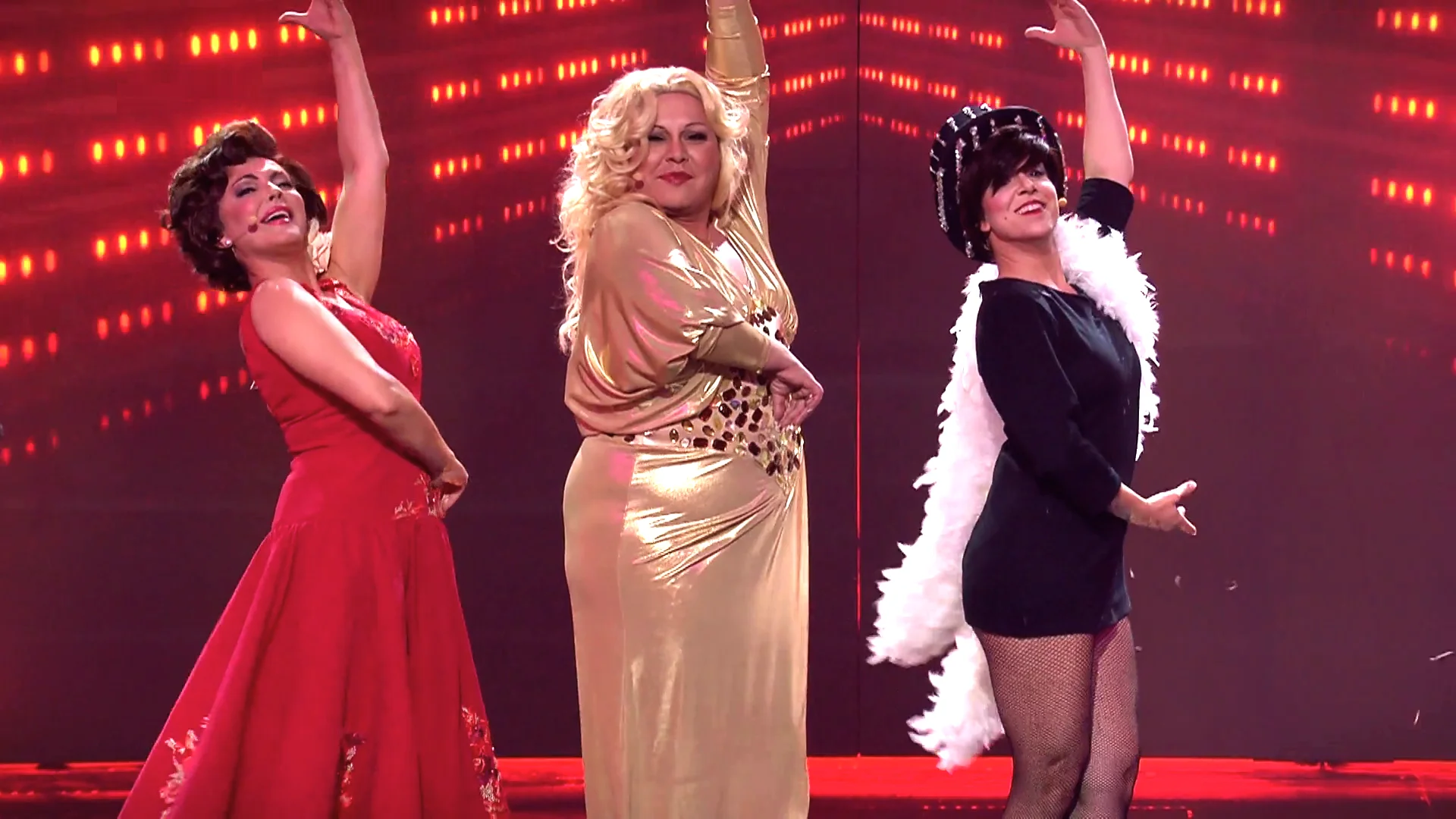 Merche, Falete y Roko, como Carmen Sevilla, maría Jiménez y Concha Velasco en Tu cara me suena 11