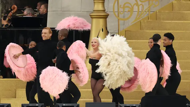 Lady Gaga durante su actuación en los Juegos Olímpicos