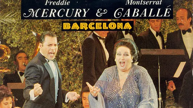 Freddie Mercury y Montserrat Caballé en la portada del álbum "Barcelona"
