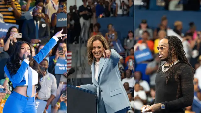 Kamala Harris se rodea de raperos en su primer mitin como candidata demócrata a la presidencia de EEUU