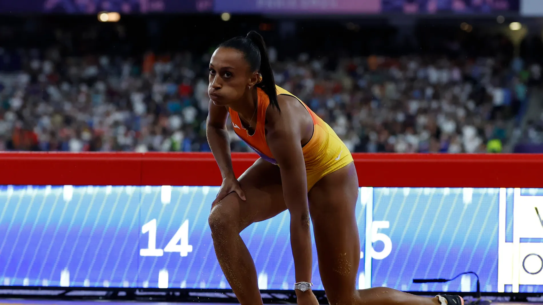 Ana Peleteiro, en la final de triple salto de París 2024. Ana Peleteiro, en la final de triple salto de París 2024.