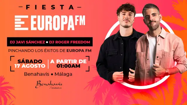 Disfruta de la mejor música con Javi Sánchez y Roger Freedom en el escenario Europa FM en Benahavís