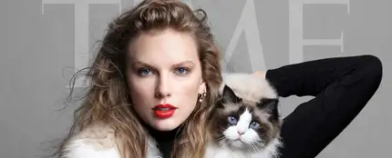 Taylor Swift en la portada de la revista Time con su gato Benjamin Button Taylor Swift en la portada de la revista Time con su gato Benjamin Button