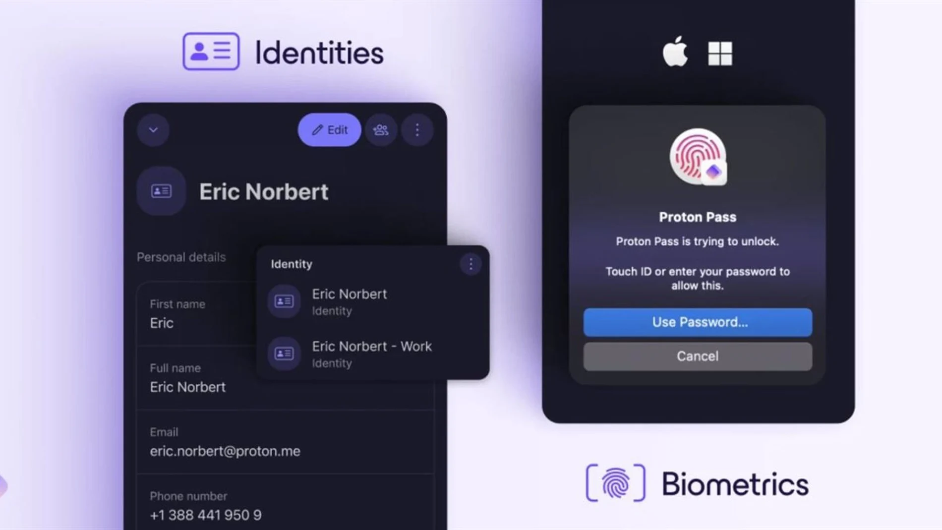 Proton Pass ahora admite biometría para iniciar sesión con Touch ID y Windows Hello Proton Pass ahora admite biometría para iniciar sesión con Touch ID y Windows Hello