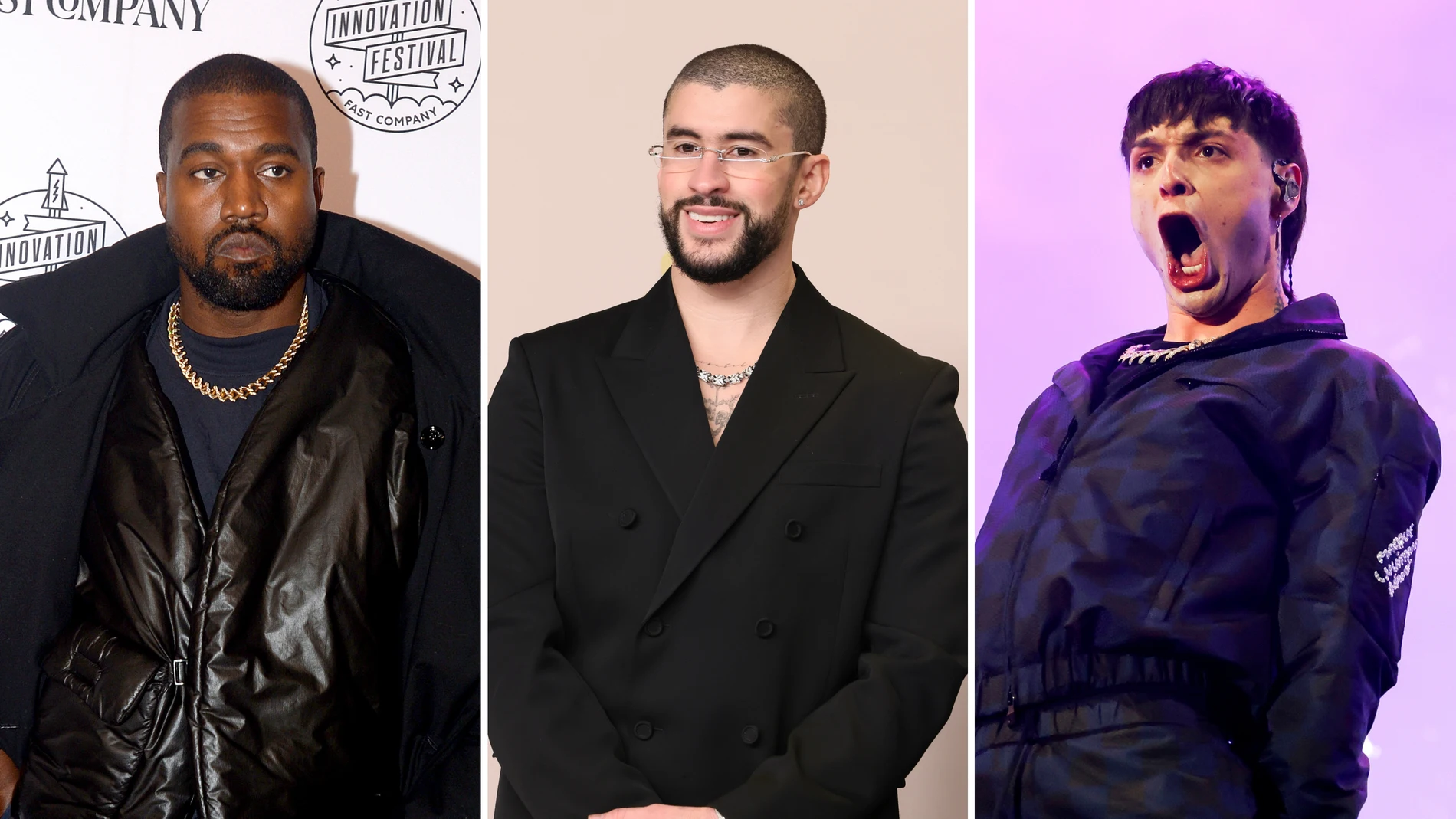 Kanye West, Bad Bunny y Peso Pluma Kanye West, Bad Bunny y Peso Pluma