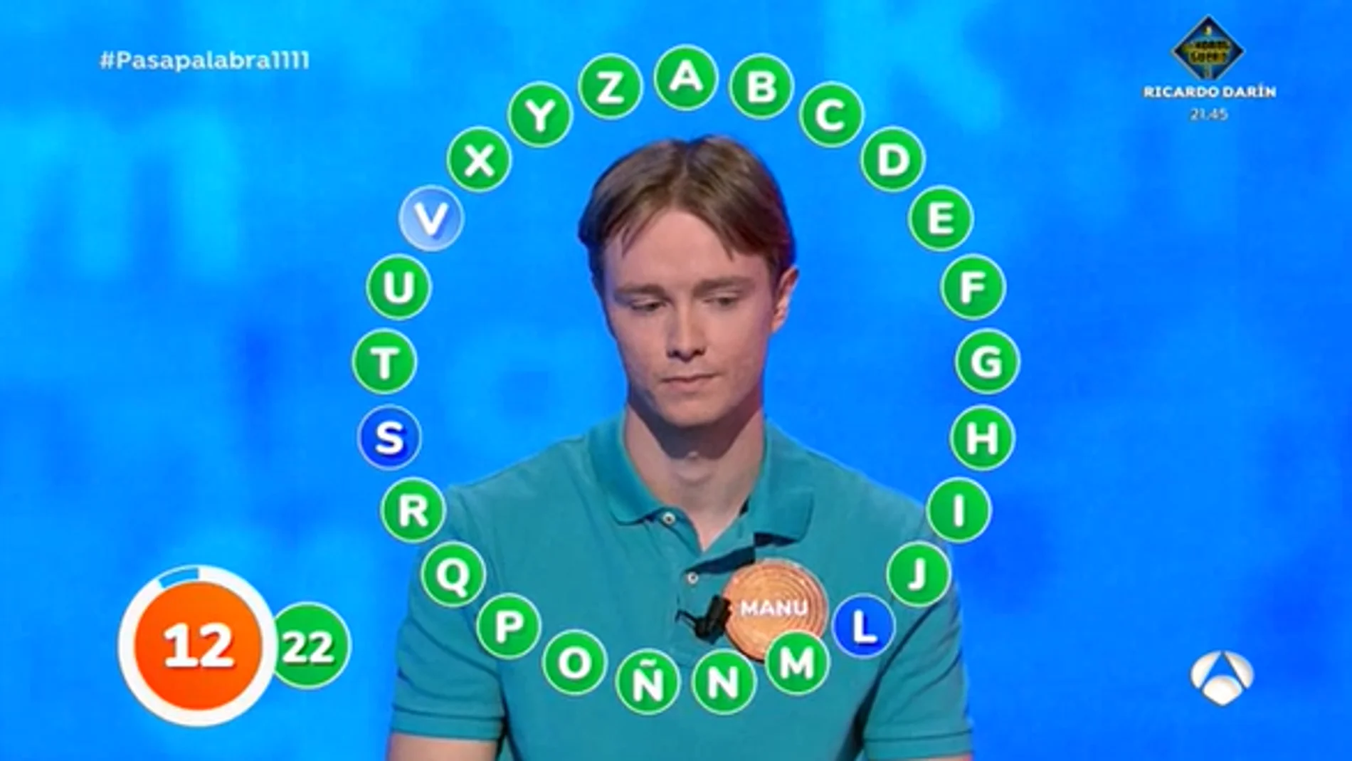 Manu en 'Pasapalabra' Manu en 'Pasapalabra'