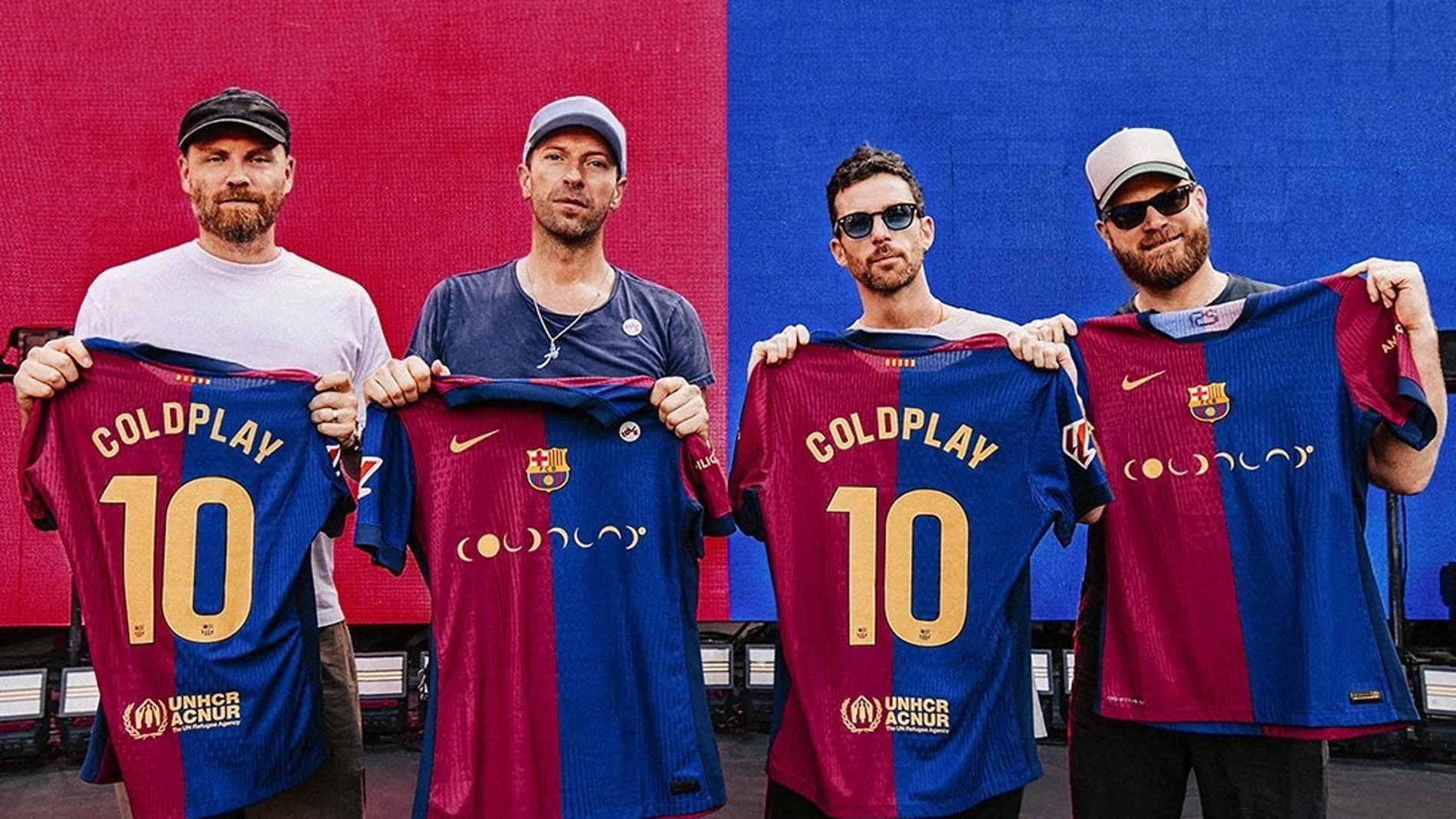 Coldplay con su camiseta del FC Barcelona Coldplay con su camiseta del FC Barcelona