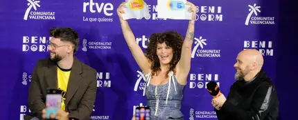 Los participantes del Benidorm Fest 2025 durante una rueda de prensa con los finalistas del Benidorm Fest 2025 Los participantes del Benidorm Fest 2025 durante una rueda de prensa con los finalistas del Benidorm Fest 2025