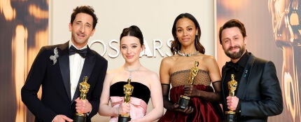 Adrien Brody, Mikey Madison, Zoe Saldaña y Kieran Culkin, actores ganadores de los Premios Oscar 2025