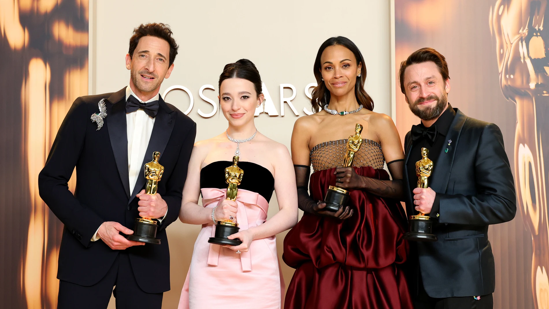 Adrien Brody, Mikey Madison, Zoe Saldaña y Kieran Culkin, actores ganadores de los Premios Oscar 2025 Adrien Brody, Mikey Madison, Zoe Saldaña y Kieran Culkin, actores ganadores de los Premios Oscar 2025
