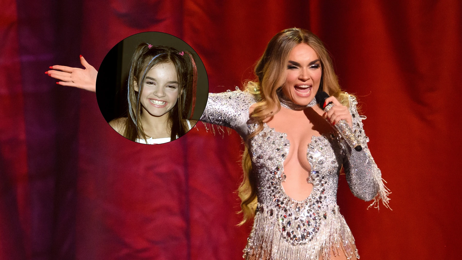 Montaje de Melody en 2002 y en 2025 Montaje de Melody en 2002 y en 2025