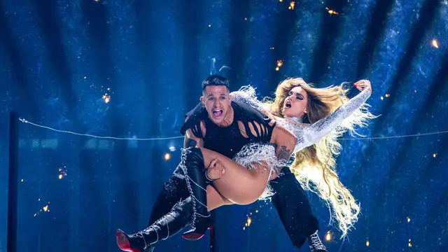 Melody durante la actuación de 'Esa Diva' en la Primera Semifinal de Eurovisión