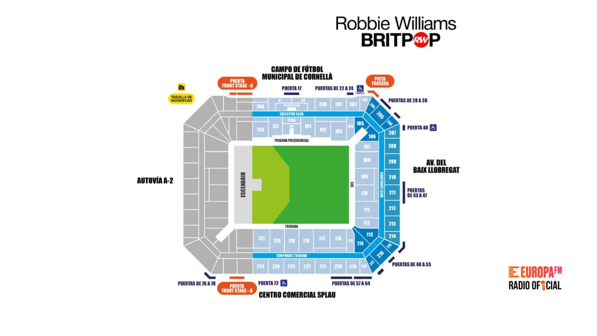 Accesos para el concierto de Robbie Williams Accesos para el concierto de Robbie Williams