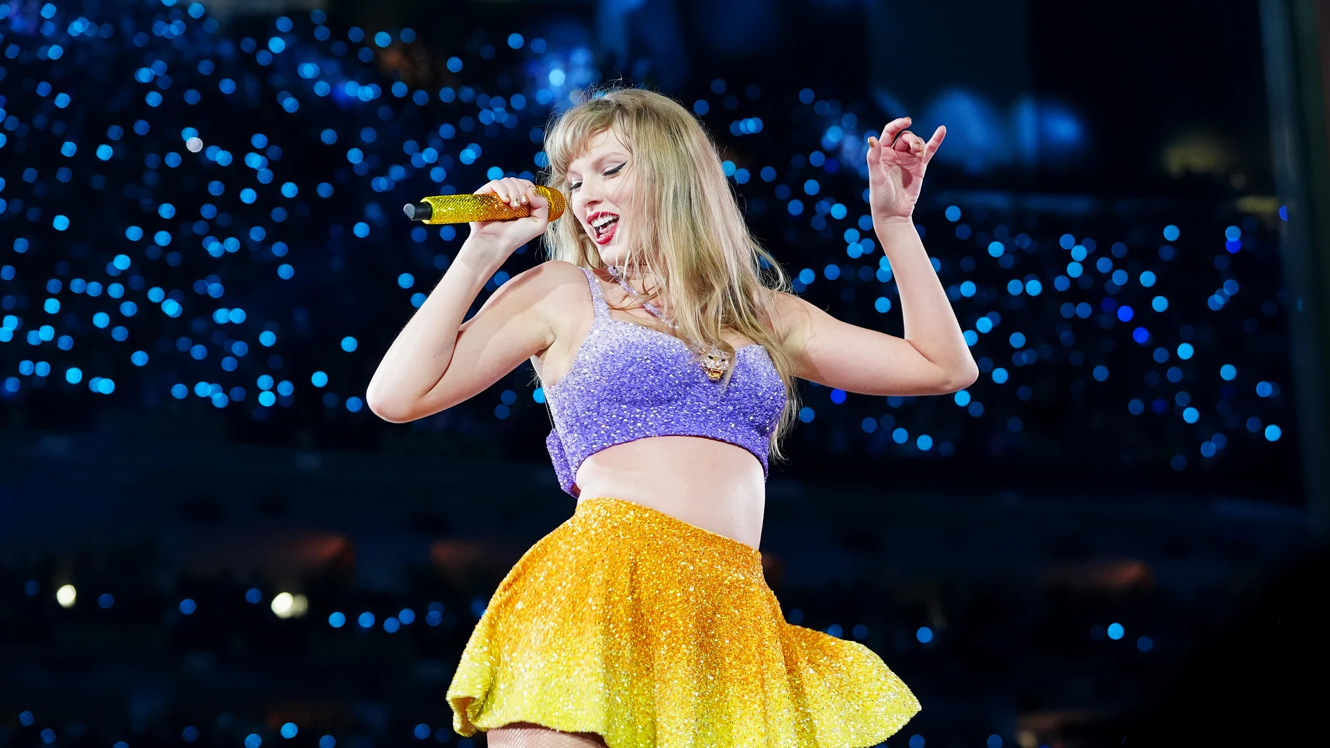 Taylor Swift cantando durante uno de sus conciertos de 'The Eras Tour' Taylor Swift cantando durante uno de sus conciertos de 'The Eras Tour'