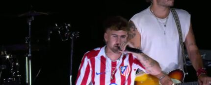 Dani Fernández, durante la Noche de Bienvenida del Atlético de Madrid en el Metropolitano
