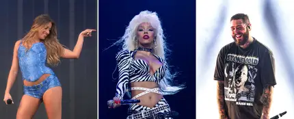 Tate McRae, Doja Cat y Post Malone durante algunos de sus conciertos Tate McRae, Doja Cat y Post Malone durante algunos de sus conciertos
