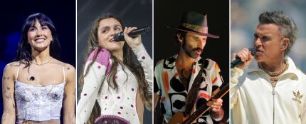 Aitana, Amaia, Leiva y Robbie Williams durante algunos de sus conciertos. 