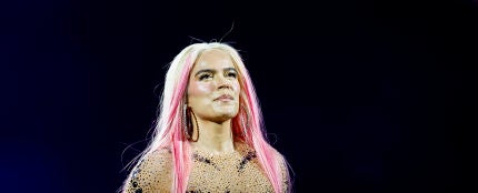 Karol G, durante el concierto del Santiago Bernabéu de Madrid en julio de 2024.
