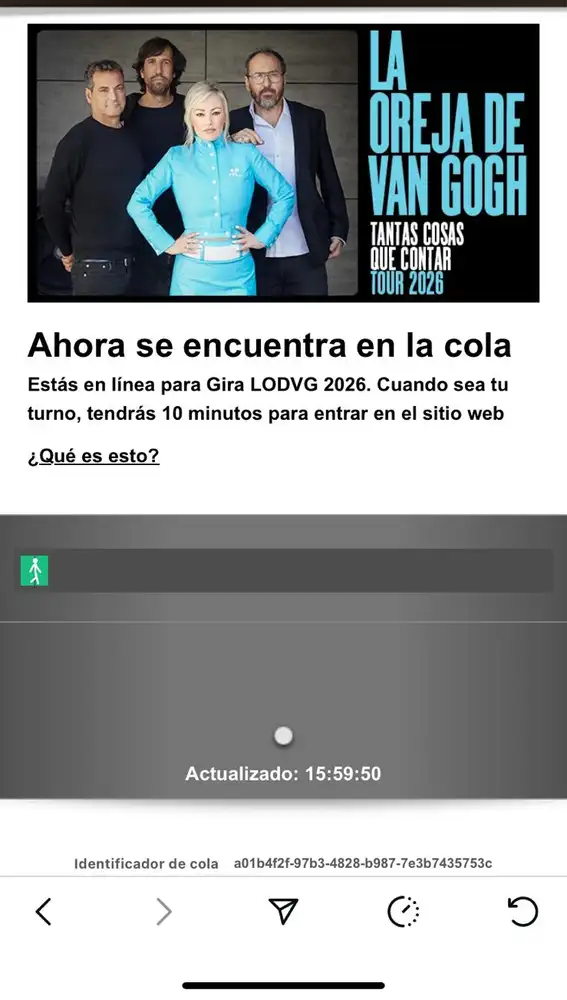 La cola virtual de la gira 'Tantas cosas que contar' de La Oreja de Van Gogh La cola virtual de la gira 'Tantas cosas que contar' de La Oreja de Van Gogh