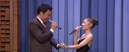 Jimmy Fallon y Ariana Grande en The Tonight Show Starring Jimmy Fallon Jimmy Fallon y Ariana Grande en The Tonight Show Starring Jimmy Fallon