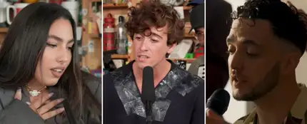 María José Llergo, Guitarricadelafuente y C.Tangana en el TINY DESK María José Llergo, Guitarricadelafuente y C.Tangana en el TINY DESK