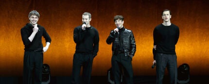 Paul Mescal, Joseph Quinn, Barry Keoghan y Harris Dickinson durante la presentaci&oacute;n de sus personajes