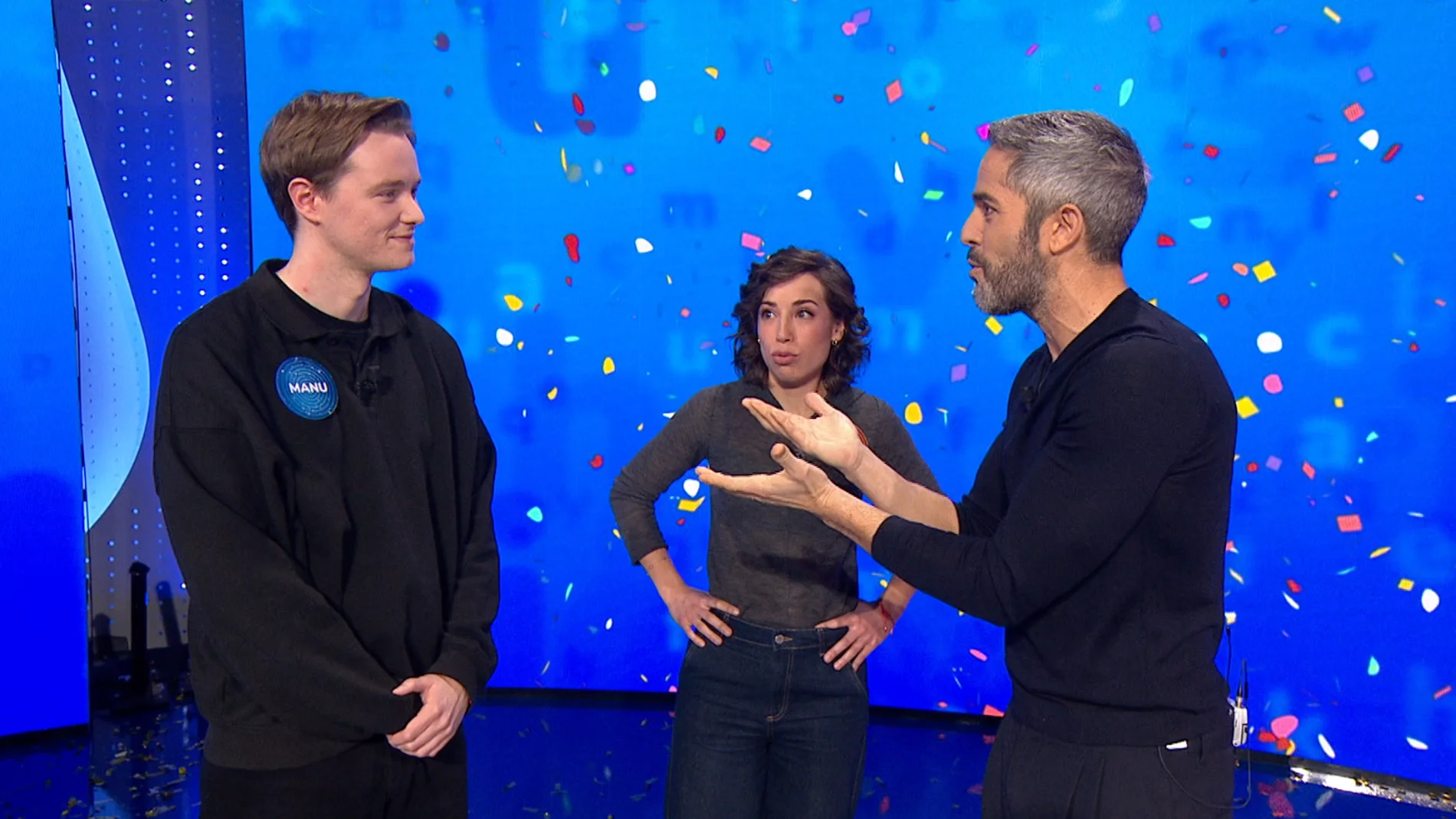 Rosa, Manu y Roberto Leal en Pasapalabra Rosa, Manu y Roberto Leal en Pasapalabra