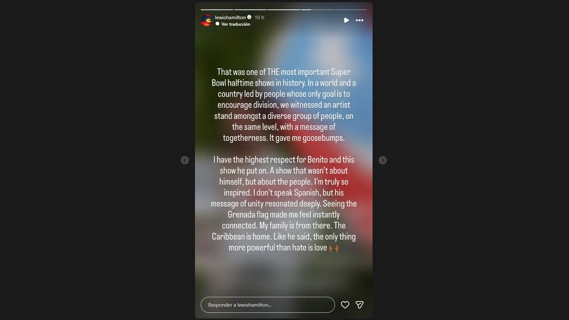 La reflexión de Lewis Hamilton sobre el show de Bad Bunny en la Super Bowl La reflexión de Lewis Hamilton sobre el show de Bad Bunny en la Super Bowl