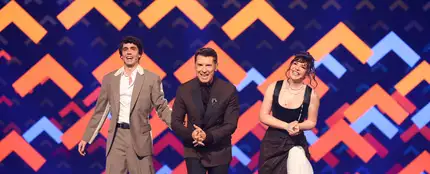 Javier Ambrossi, Jesús Vázquez e Inés Hernand, presentadores del Benidorm Fest 2026. Javier Ambrossi, Jesús Vázquez e Inés Hernand, presentadores del Benidorm Fest 2026.