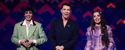 Javier Ambrossi, Jesús Vázquez e Inés Hernand, presentadores en la segunda semifinal del Benidorm Fest 2026 Javier Ambrossi, Jesús Vázquez e Inés Hernand, presentadores en la segunda semifinal del Benidorm Fest 2026
