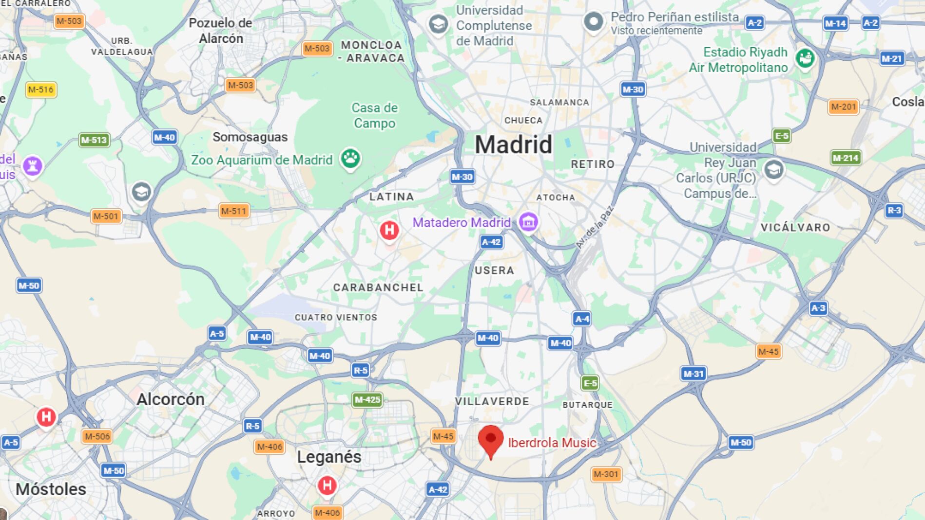 La ubicación de Iberdrola Music en Madrid