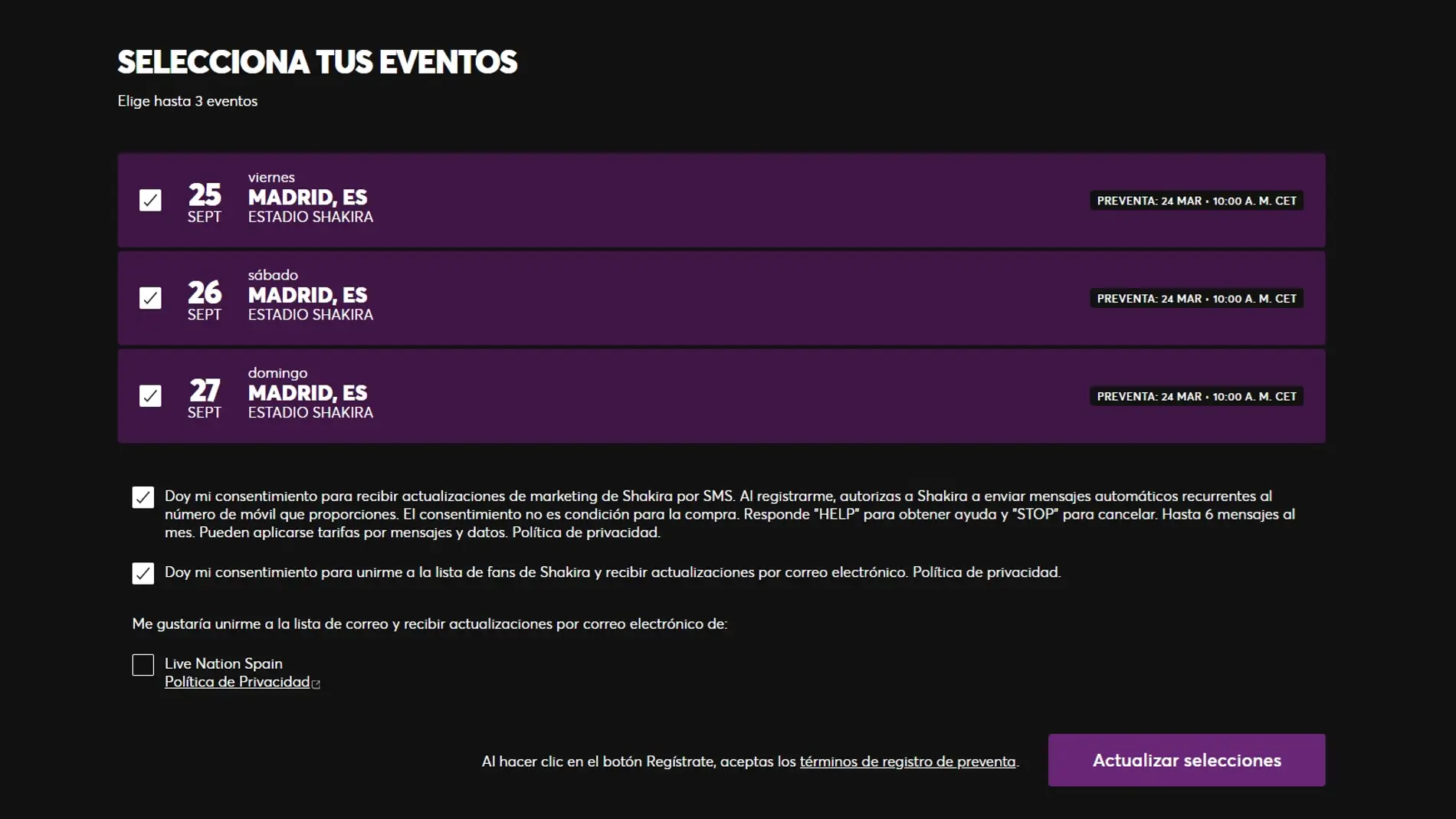 Elegir las fechas Elegir las fechas