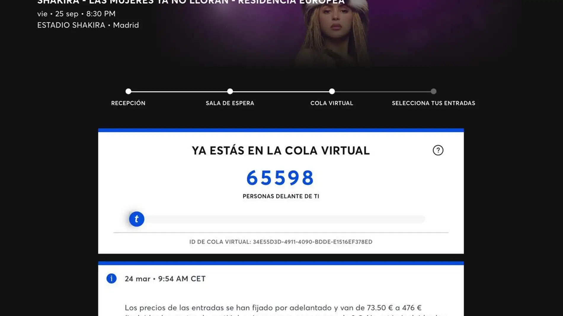 Cola virtual para comprar entradas para Shakira en Madrid Cola virtual para comprar entradas para Shakira en Madrid