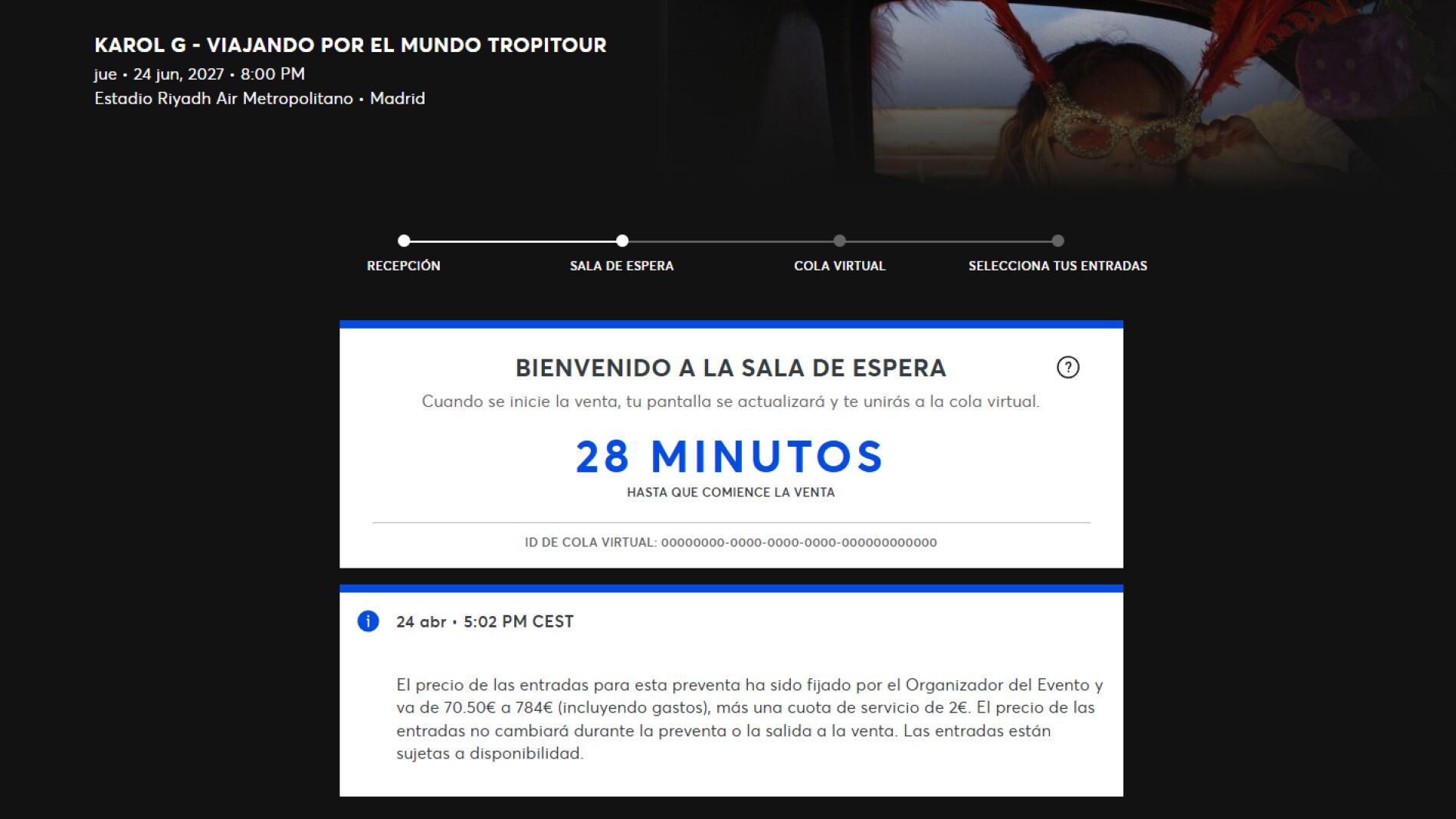 En la sala de espera para comprar entradas para Karol G en España