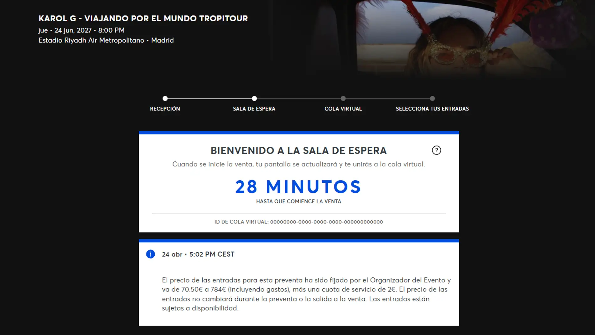 En la sala de espera para comprar entradas para Karol G en España En la sala de espera para comprar entradas para Karol G en España