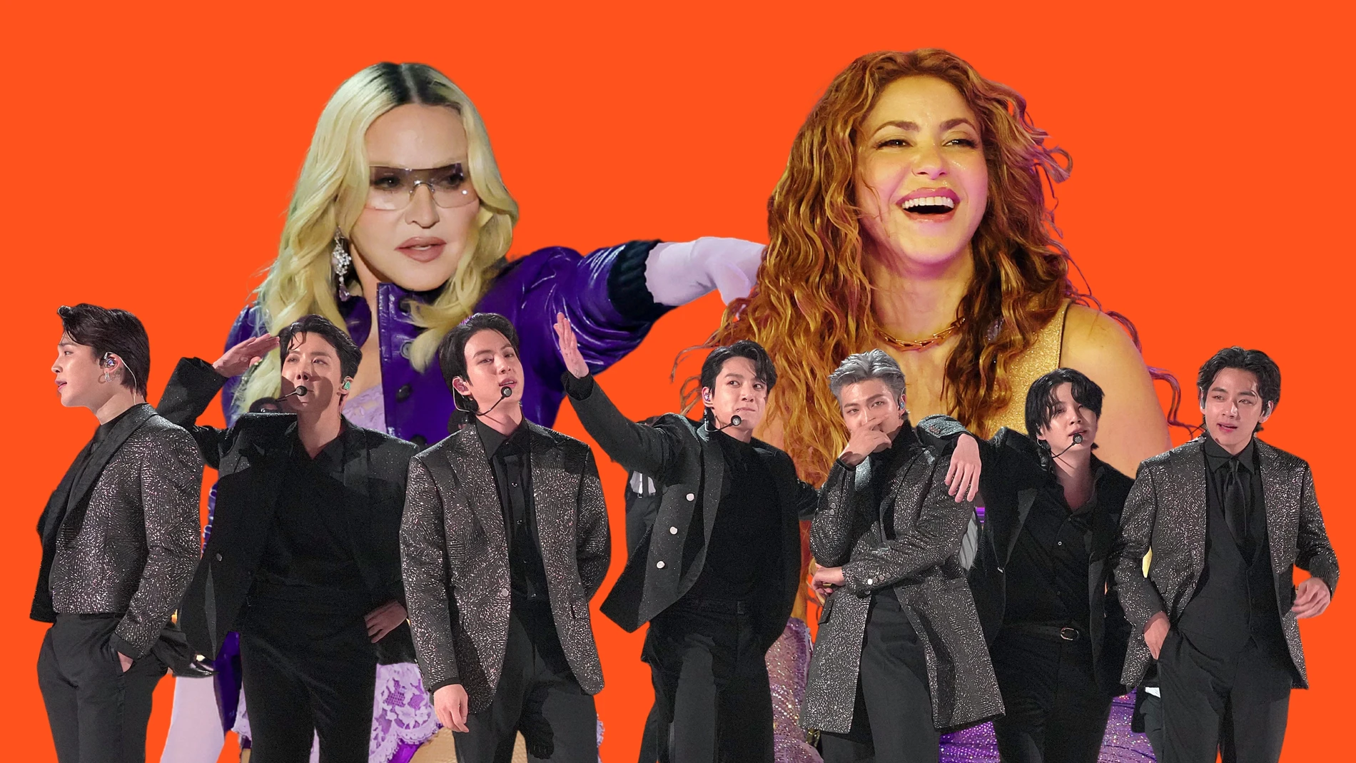 Madonna, Shakira y BTS Madonna, Shakira y BTS