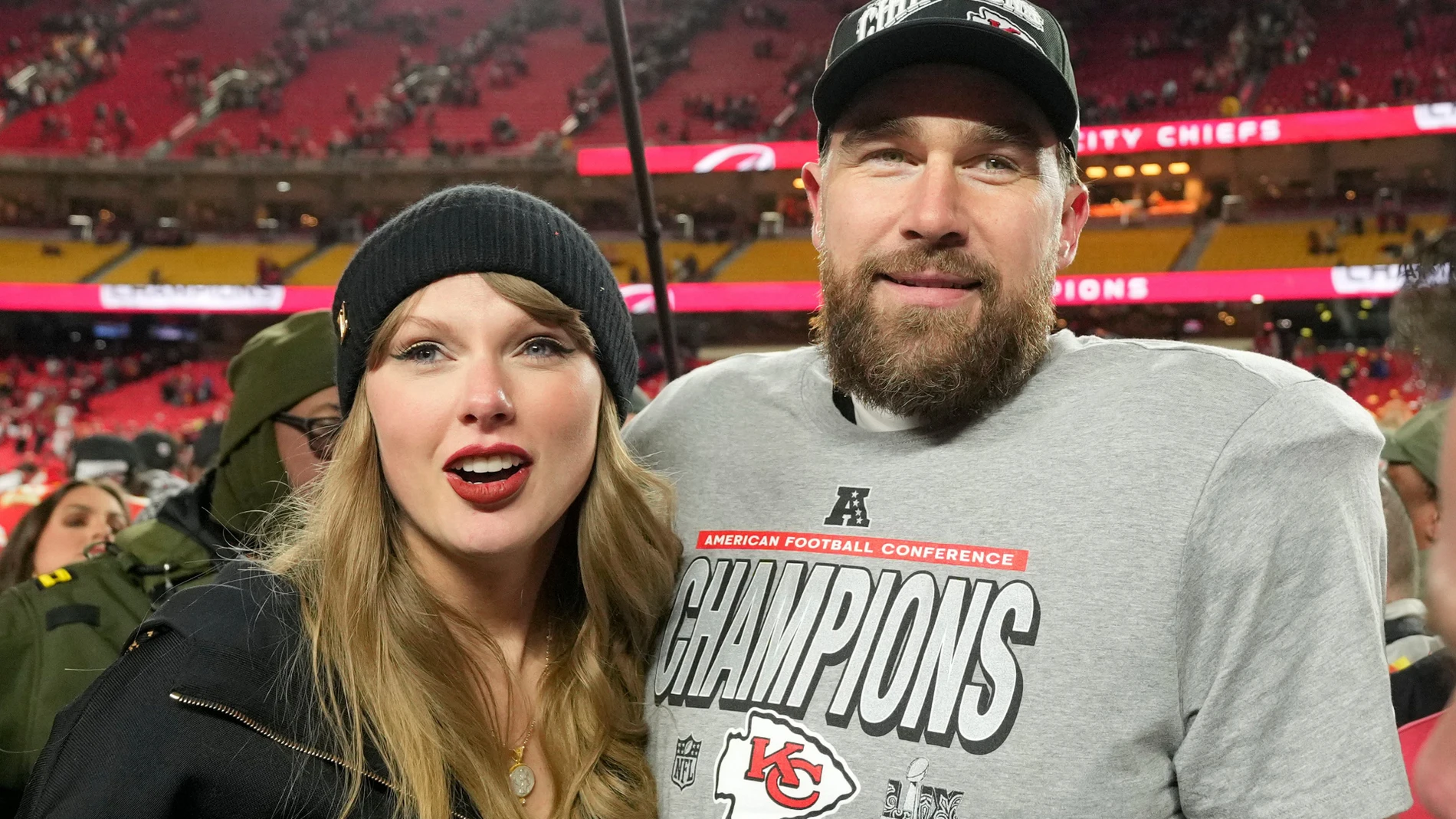 Taylor Swift y Travis Kelce, en enero de 2025. Taylor Swift y Travis Kelce, en enero de 2025.